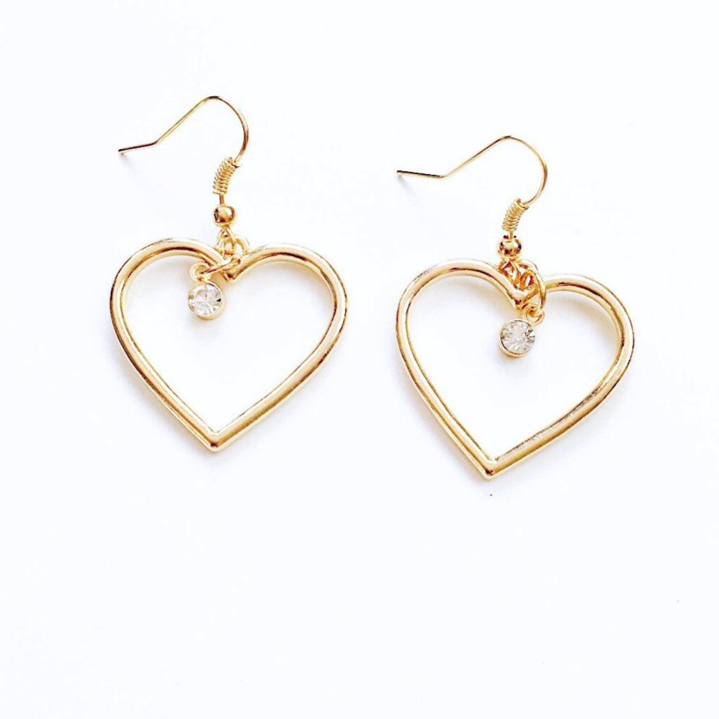 DIAMANTÉ HEART PENDANT EARRINGS