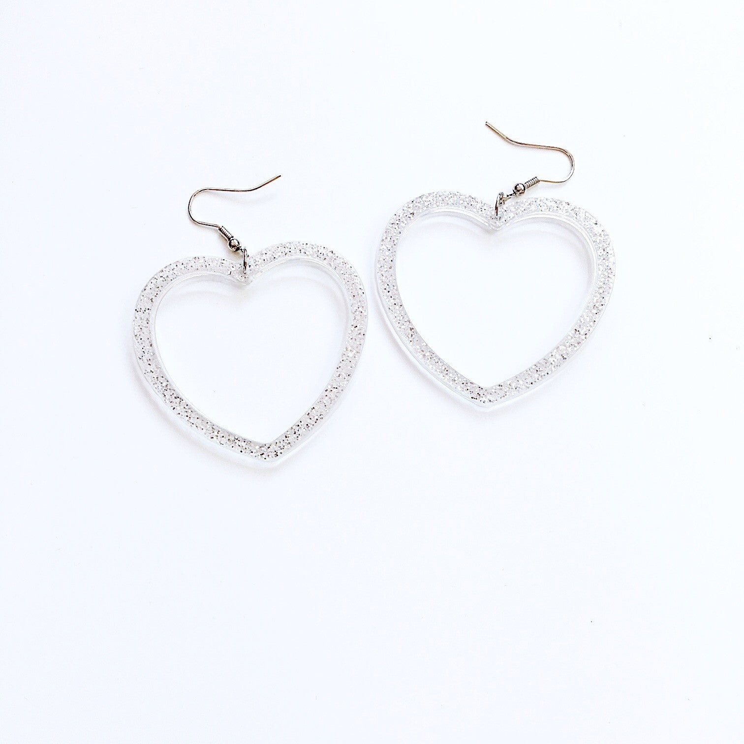 GLITTER HEART HOOPS EARRINGS