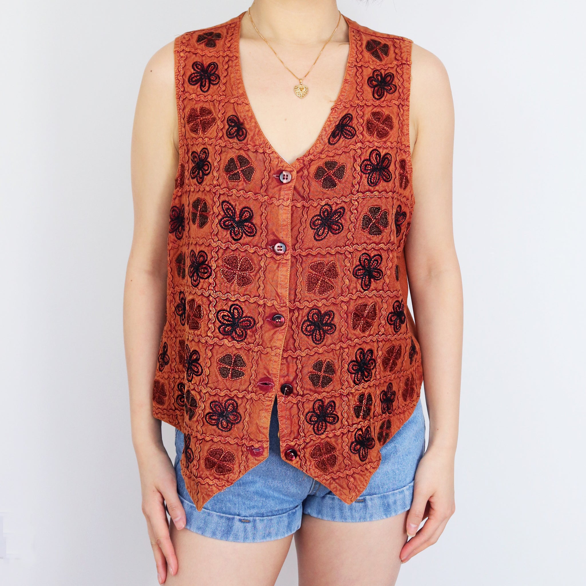 BOHO HIPPIE FLORAL EMBROIDERY VEST TOP