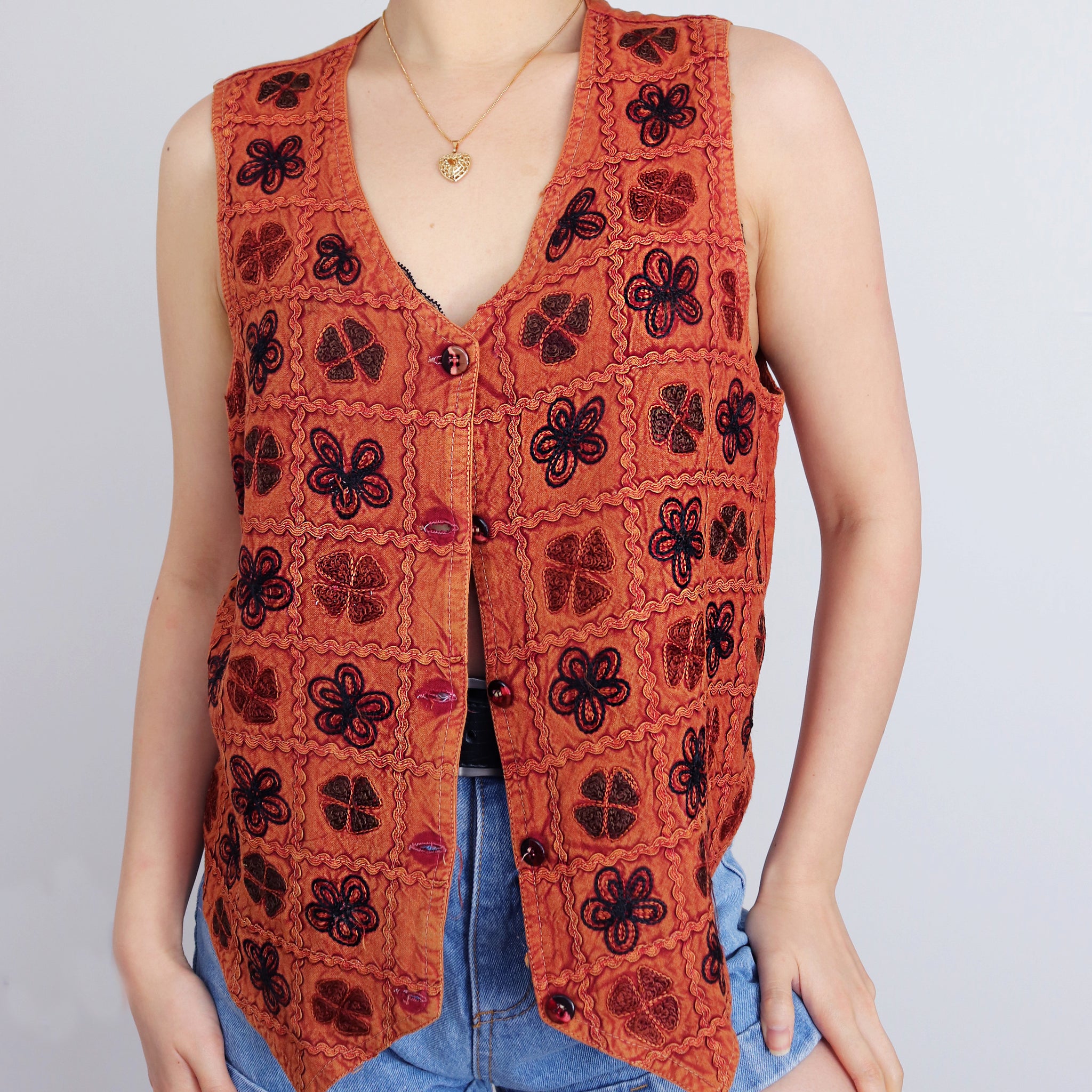 BOHO HIPPIE FLORAL EMBROIDERY VEST TOP