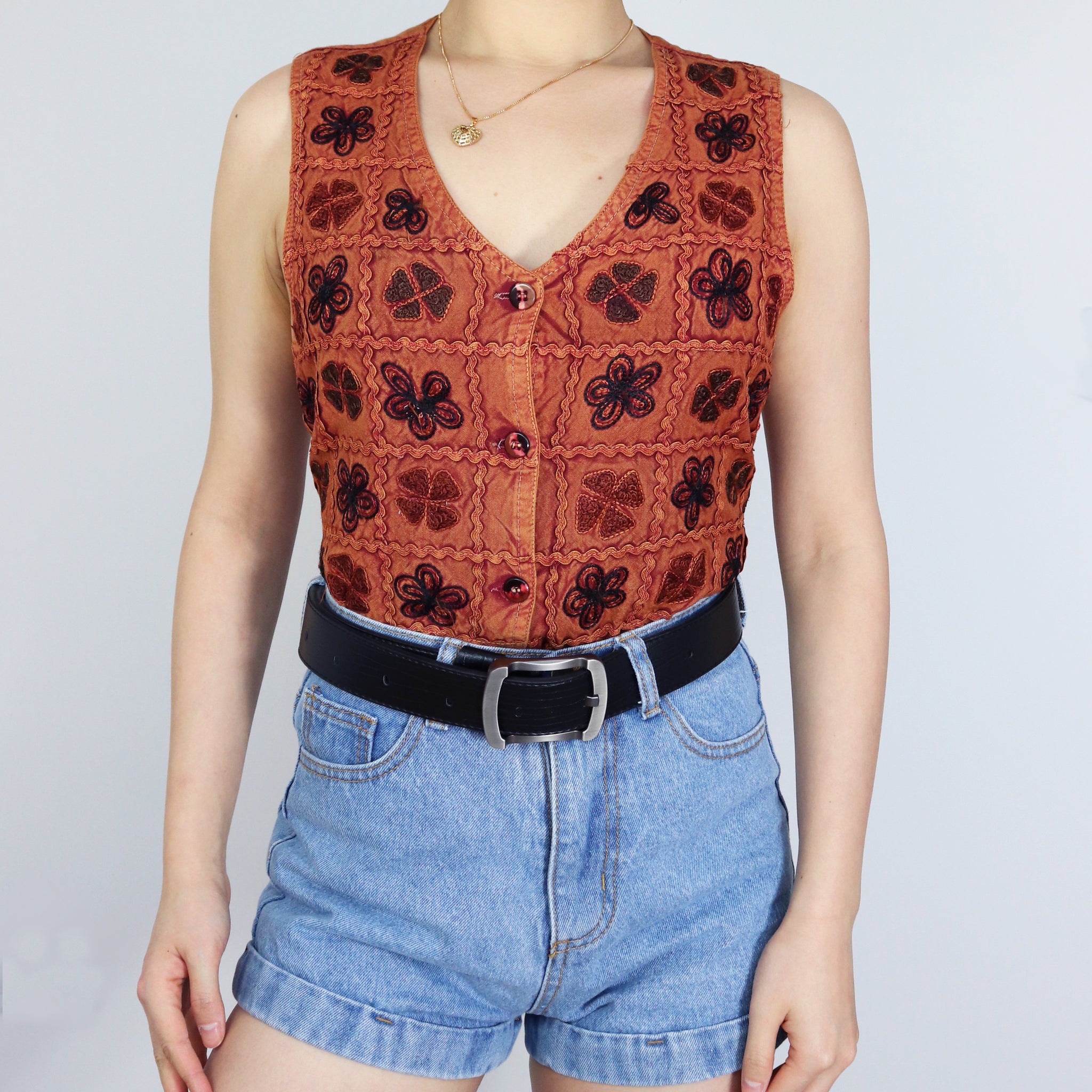 BOHO HIPPIE FLORAL EMBROIDERY VEST TOP