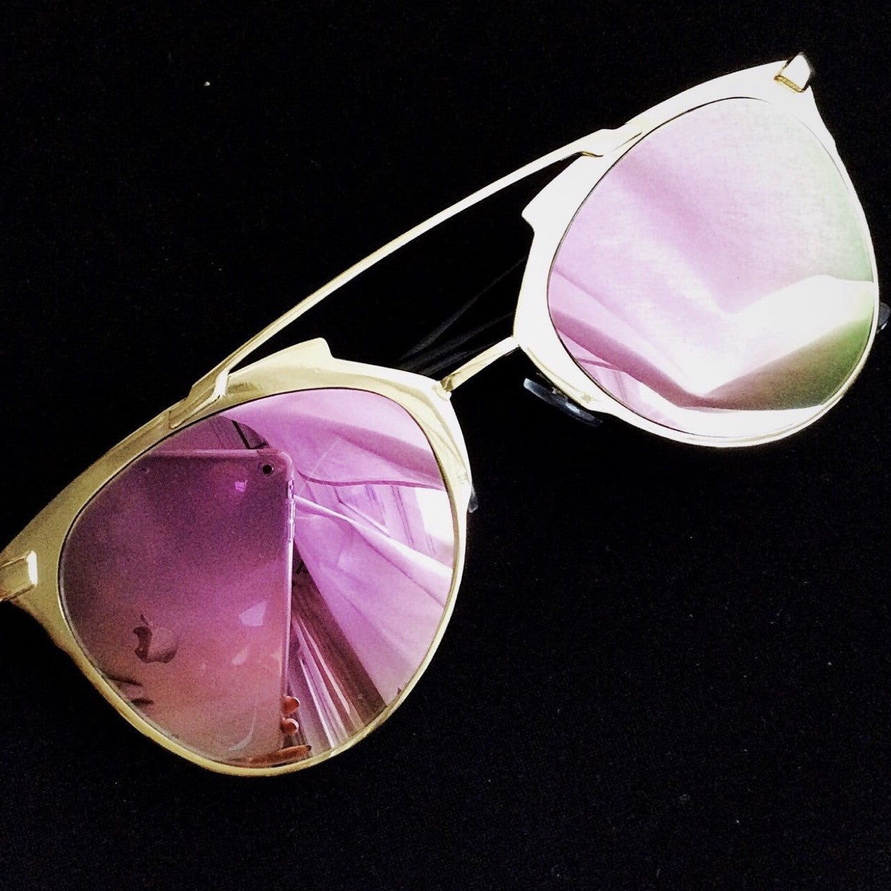 VINTAGE GOLD FRAME MIRROE LENS SUNGLASSES