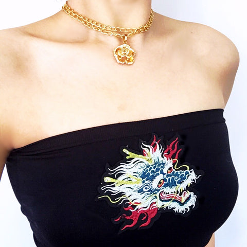 DRAGON HEAD BLACK STRETCHY TUBE TOP