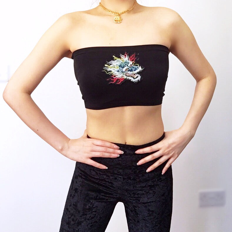 DRAGON HEAD BLACK STRETCHY TUBE TOP