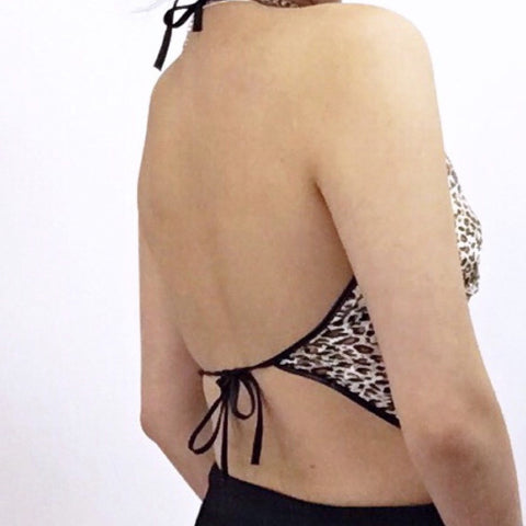 CUTE LEOPARD PRINT SILKY TOP