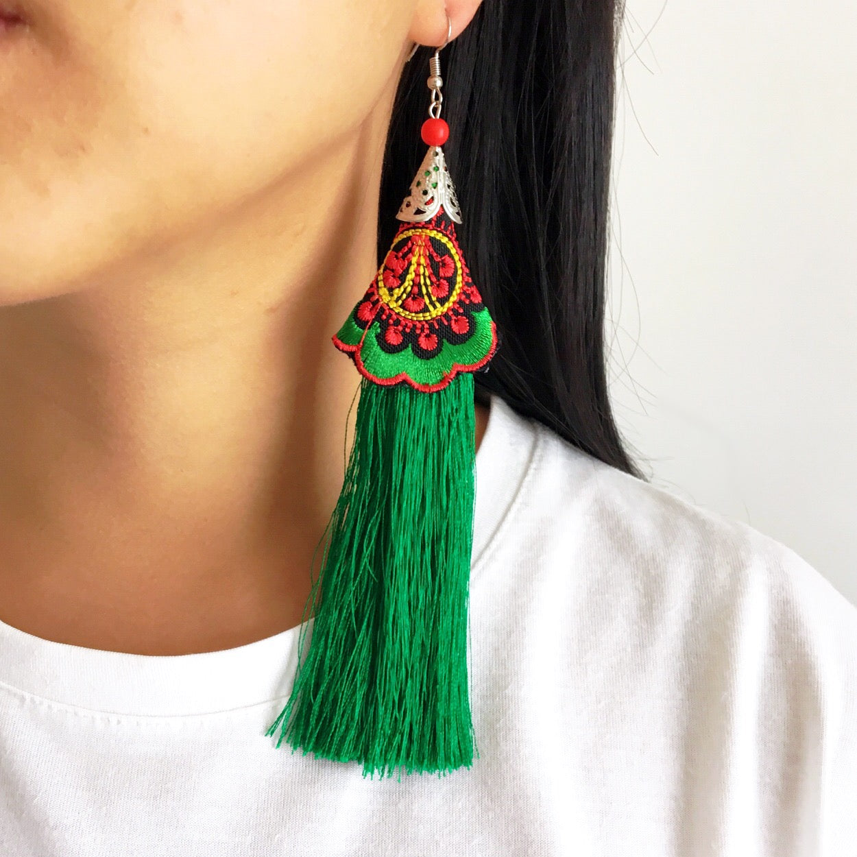 TRIBAL TASSEL LONG EARRINGS