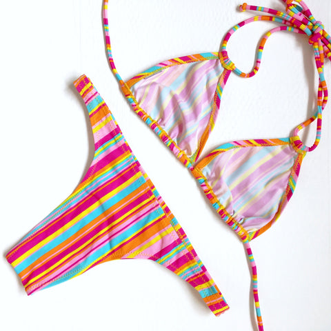 90S Y2K RAINBOW STRIPES BIKINI