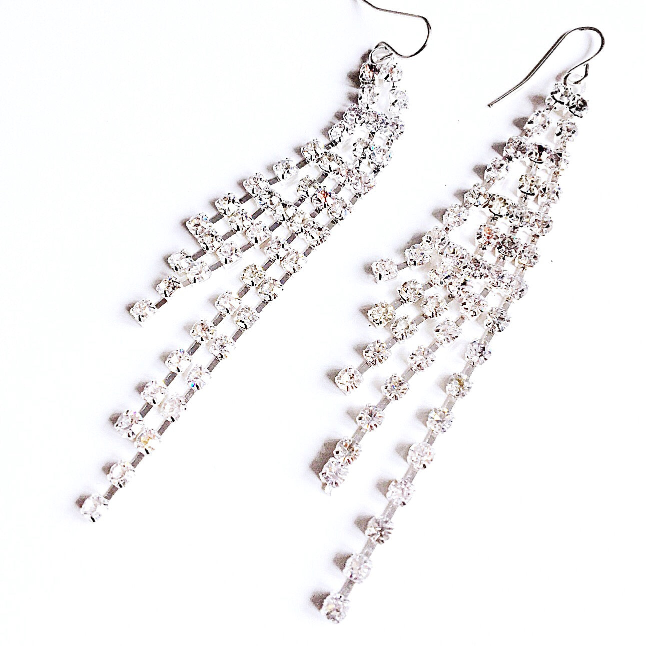 DIAMANTÉ LONG HOOKS EARRINGS