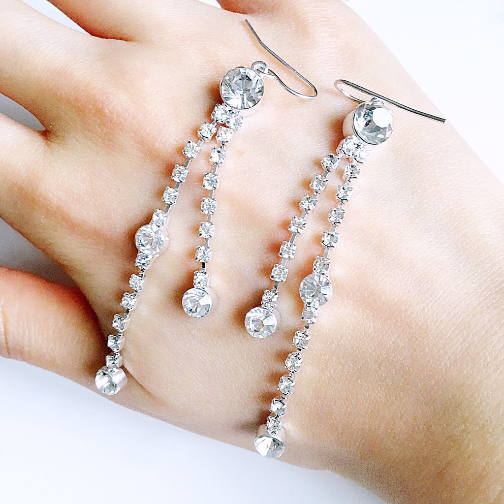 DIAMANTÉ LONG PENDANT EARRINGS