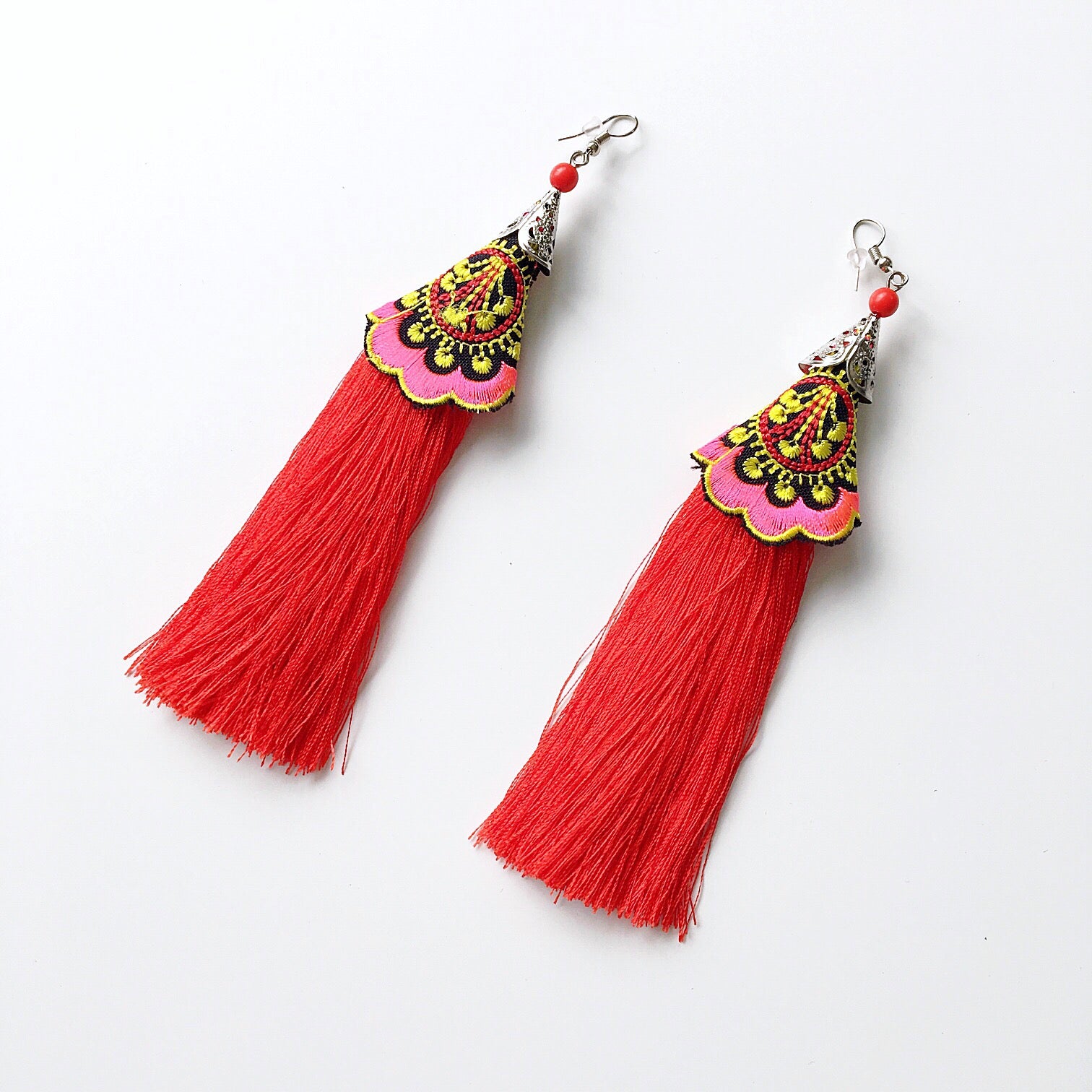 TRIBAL TASSEL LONG EARRINGS