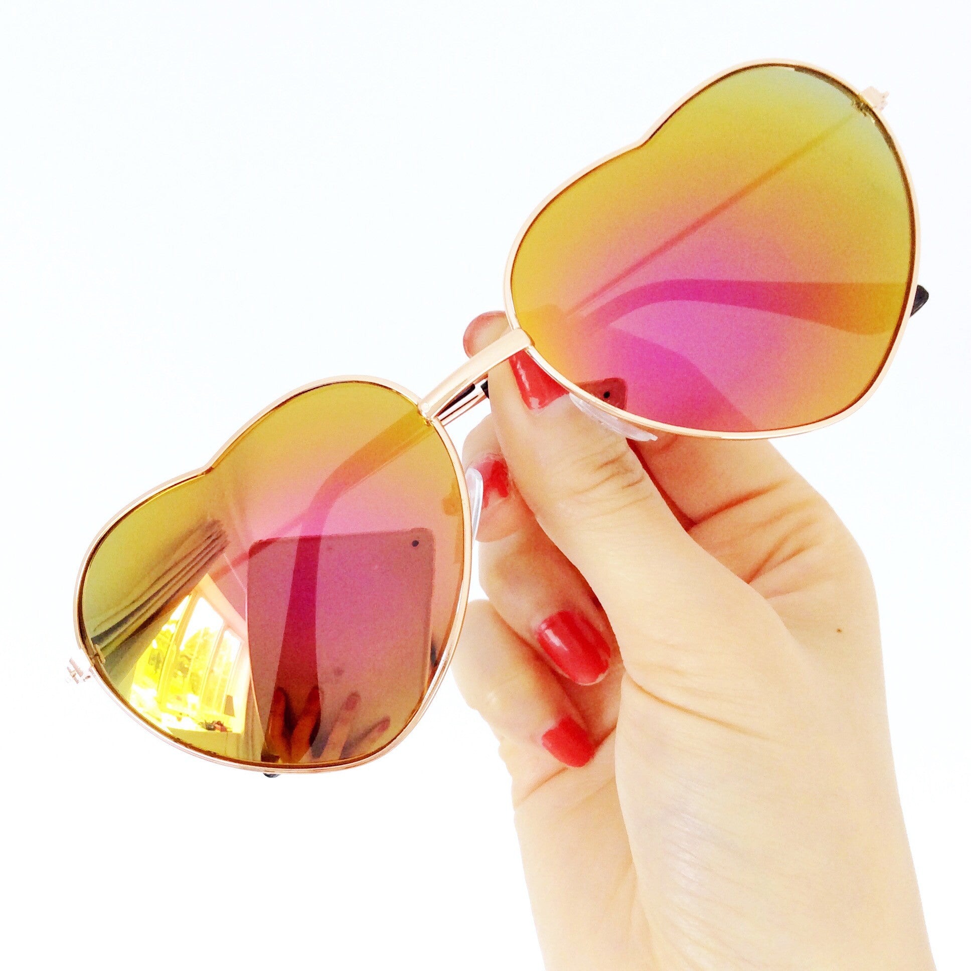 HEART MIRROR LENS SUNGLASSES