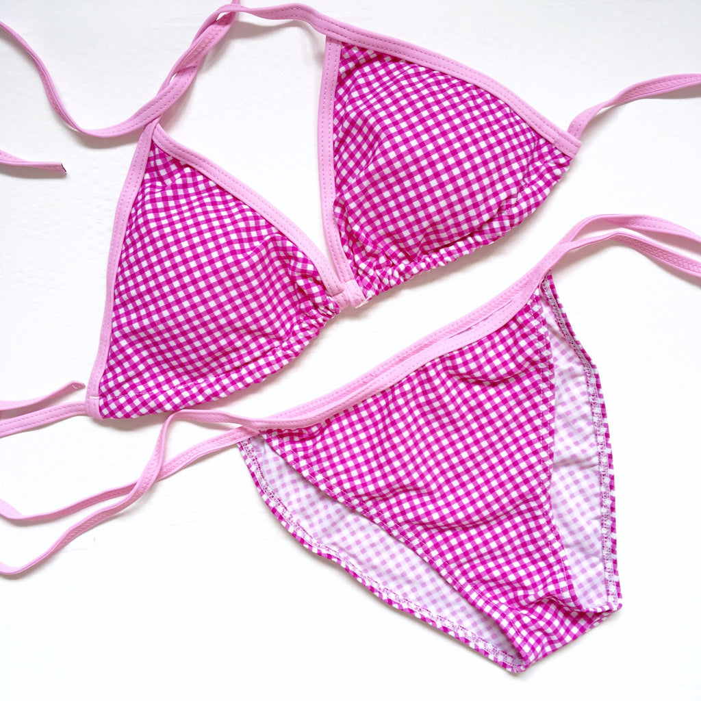 90S Y2K GINGHAM BIKINI SET