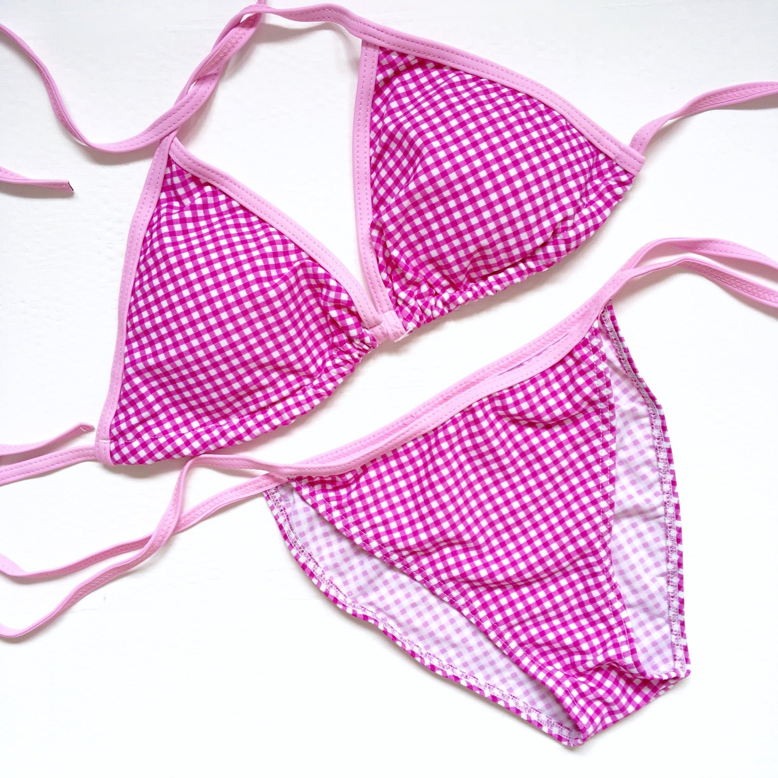 90S Y2K GINGHAM BIKINI SET