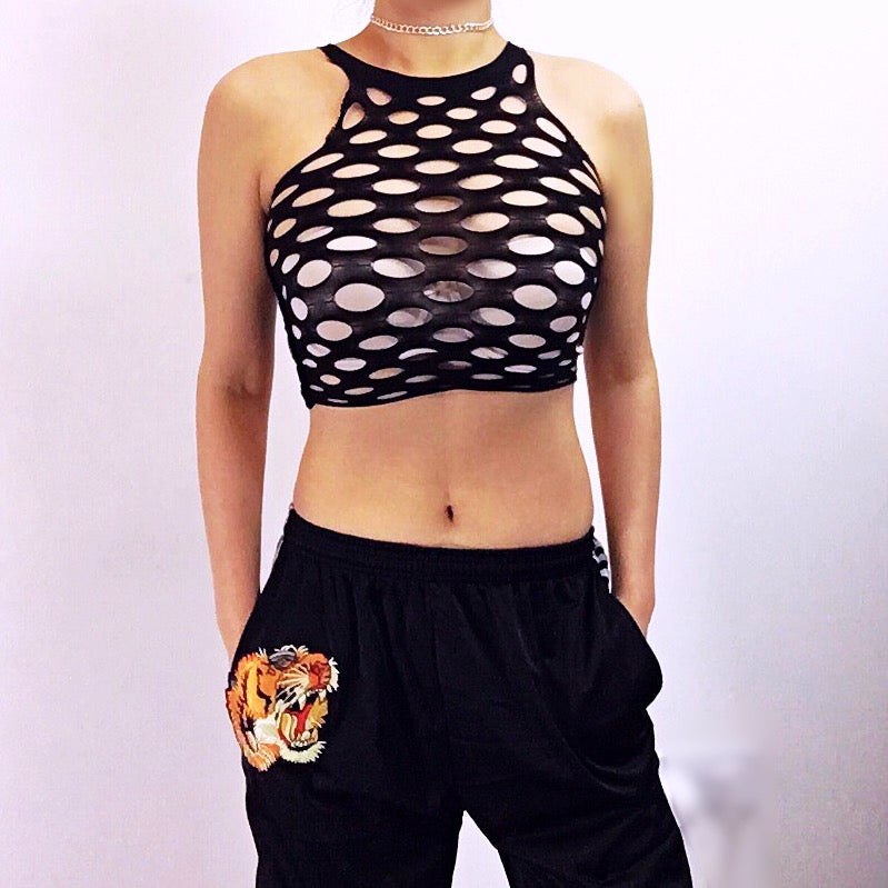 FISHNET VEST CROP MESH TOP