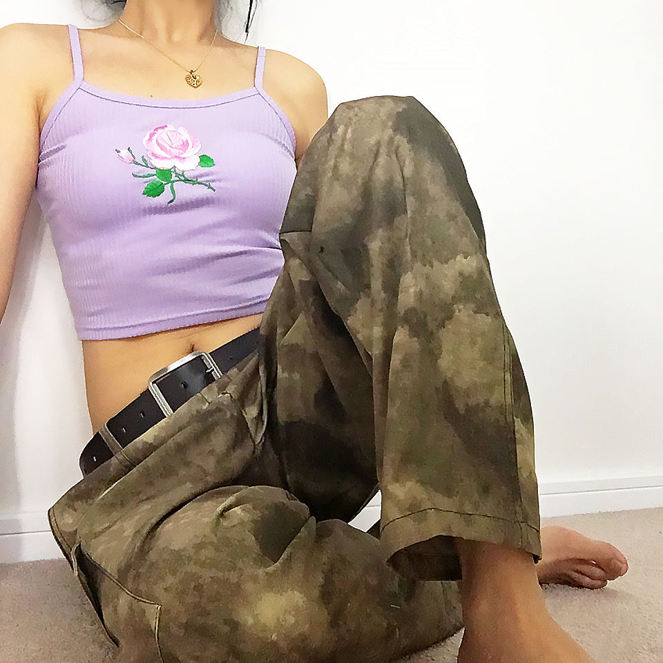 PINK ROSE LILAC CROP CAMI VEST TOP