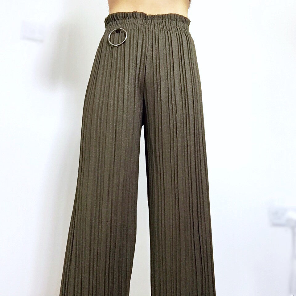 SIDE RING SHIMMER PLEATED TROUSERS