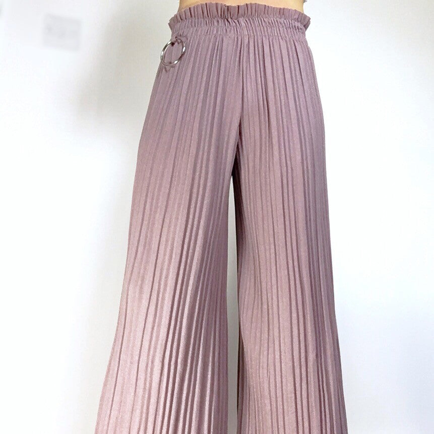 SIDE RING SHIMMER PLEATED TROUSERS