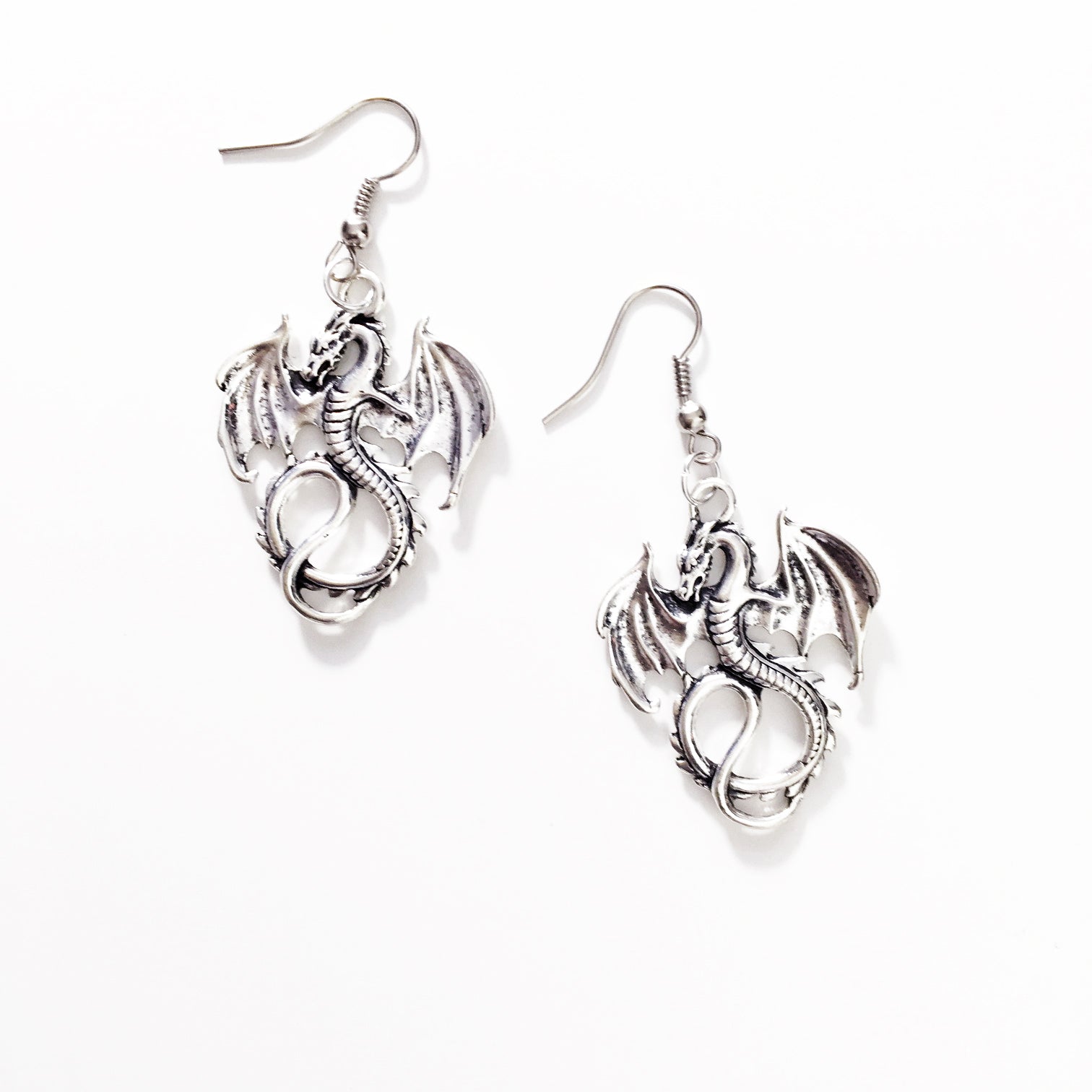 LARGE DRAGON PENDANT EARRINGS