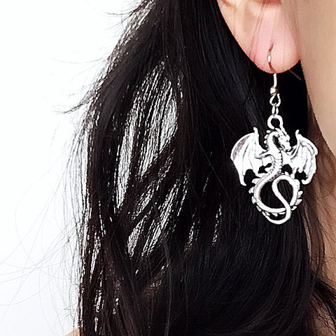 LARGE DRAGON PENDANT EARRINGS