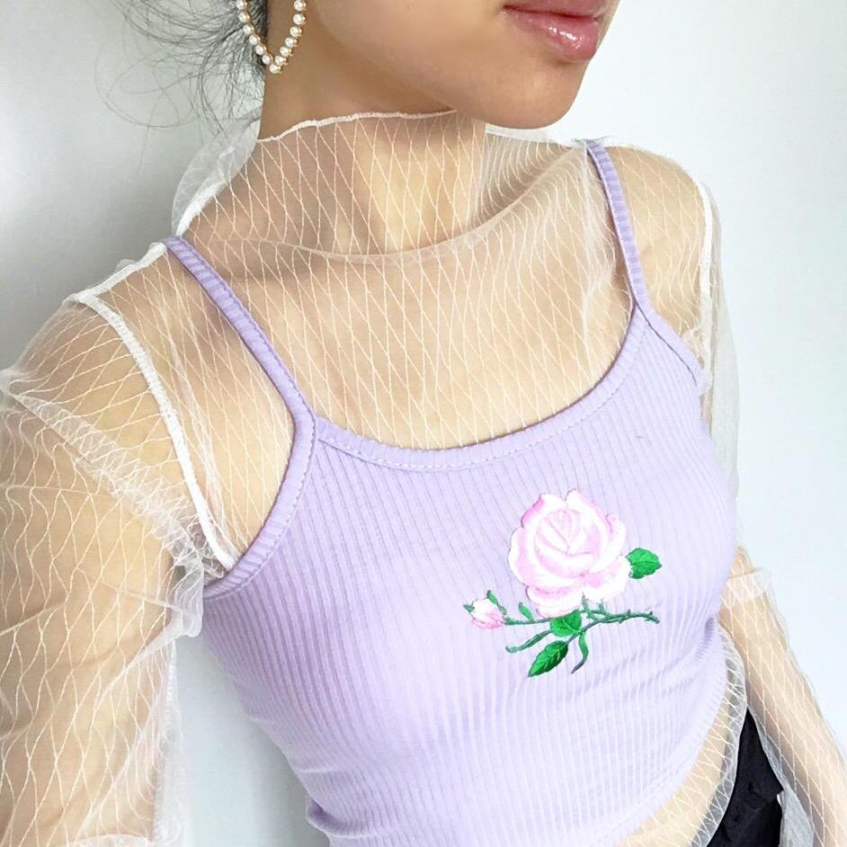 PINK ROSE LILAC CROP CAMI VEST TOP