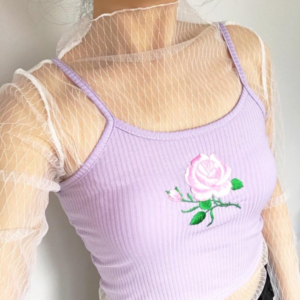 PINK ROSE LILAC CROP CAMI VEST TOP