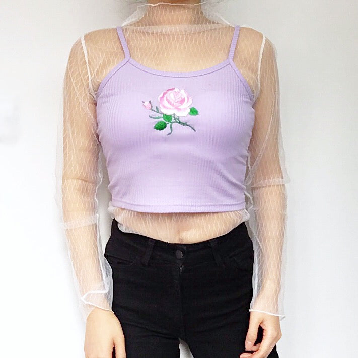 PINK ROSE LILAC CROP CAMI VEST TOP