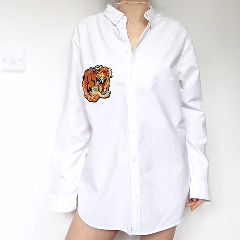 UNISEX TIGER WHITE LONG SLEEVES SHIRT TOP