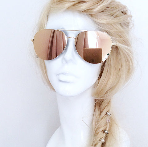 CLASSIC ROSE GOLD MIRROR AVIATOR SUNGLASSES