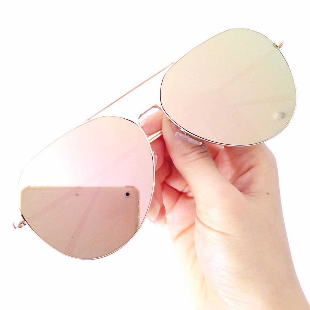 CLASSIC ROSE GOLD MIRROR AVIATOR SUNGLASSES