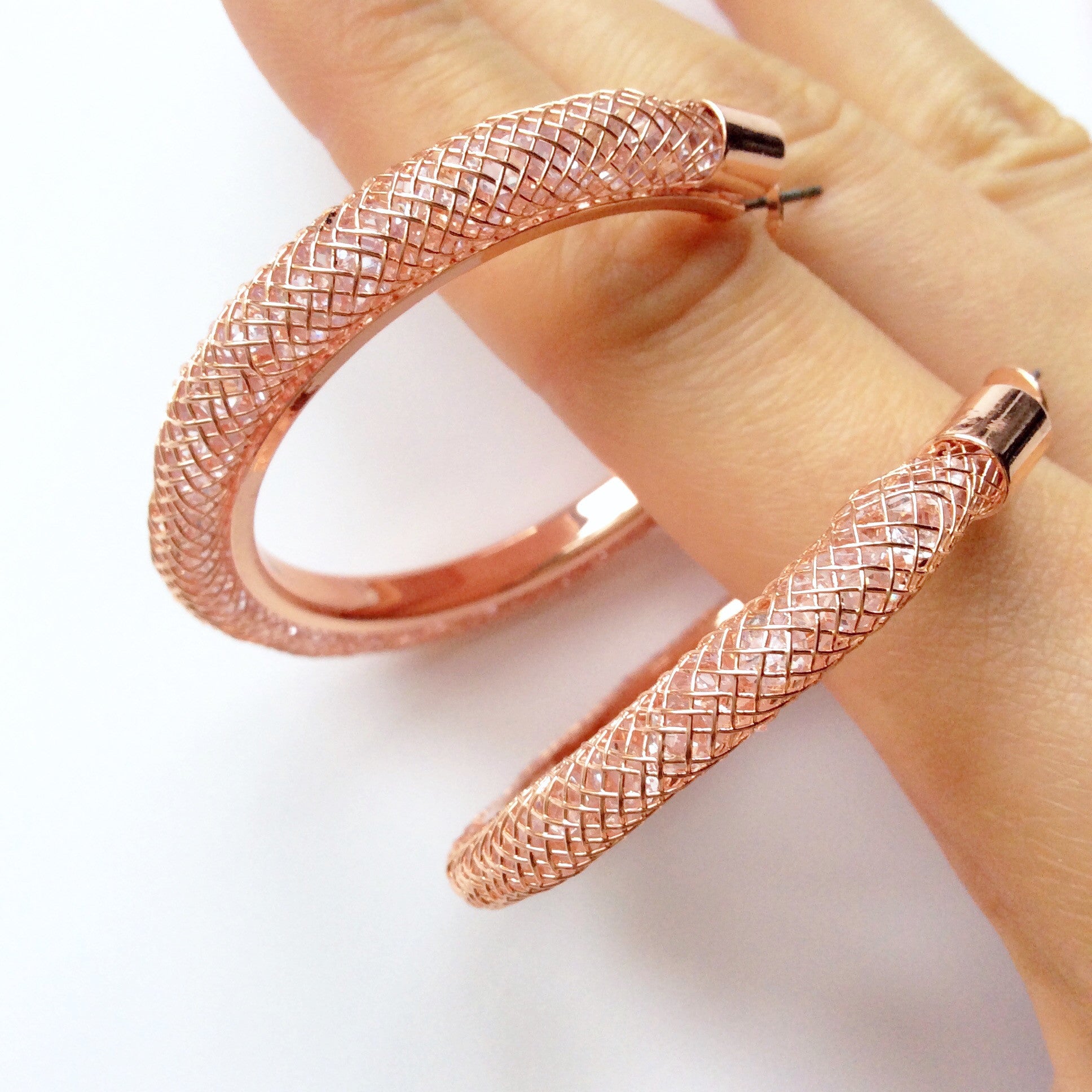 ROSE GOLD BEADED HOOP EARRINGS