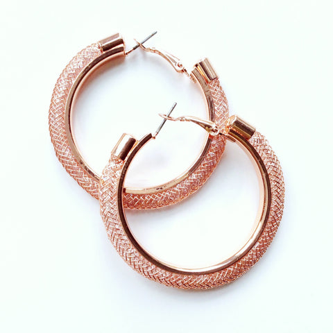 ROSE GOLD BEADED HOOP EARRINGS