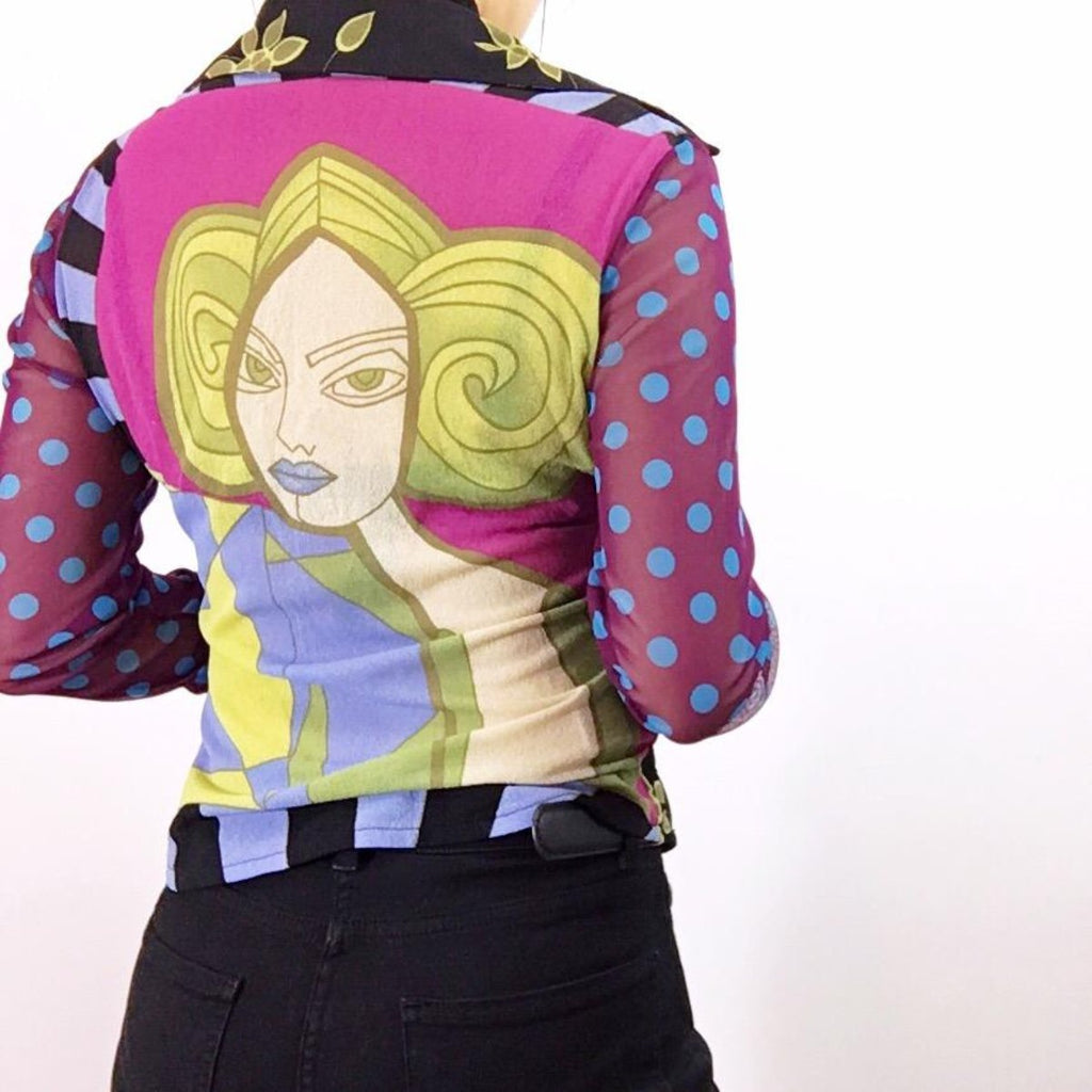 ART DECO LONG SLEEVES SHIRT MESH TOP