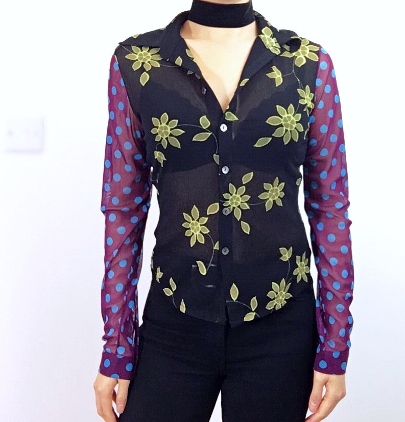 ART DECO LONG SLEEVES SHIRT MESH TOP