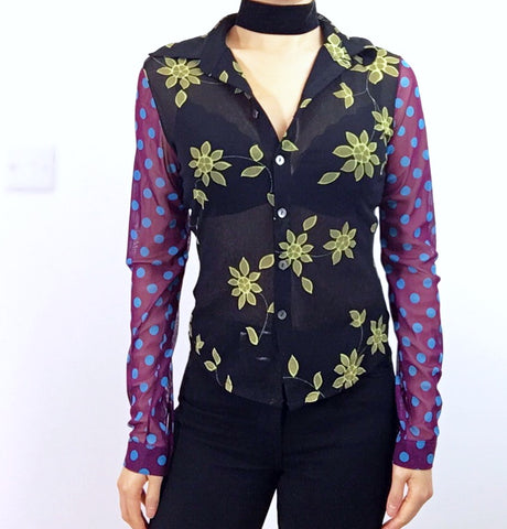 ART DECO LONG SLEEVES SHIRT MESH TOP
