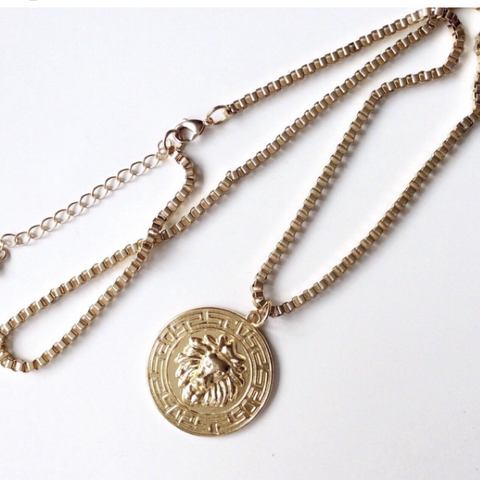 UNISEX LION HEAD PENDANT NECKLACE