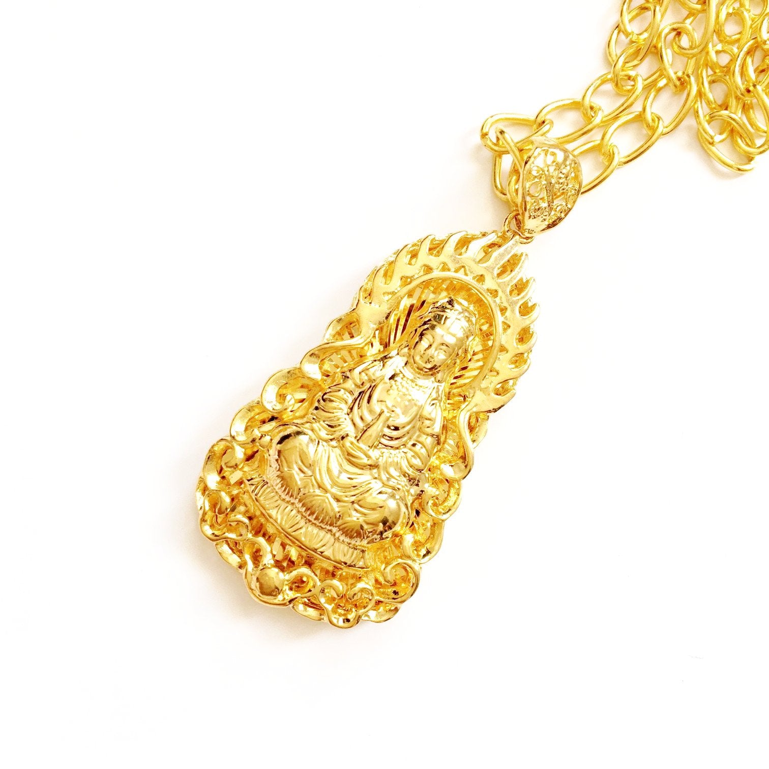 GODDESS PENDANT DOUBLE CHAINS CHAIN SHORT CHOKER NECKLACE
