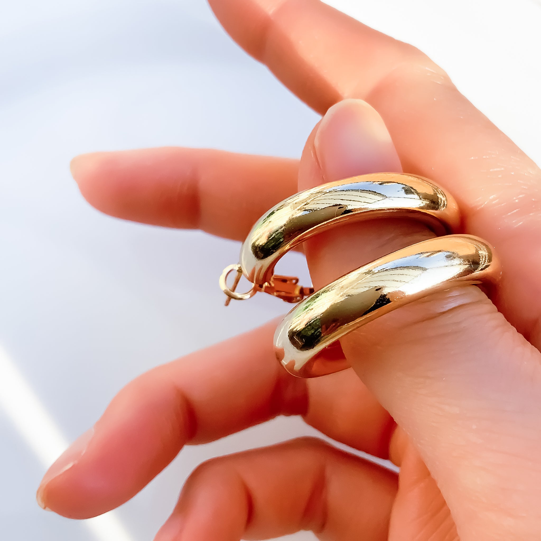 GOLD PLATED CHUNKY HOOP EARRINGS