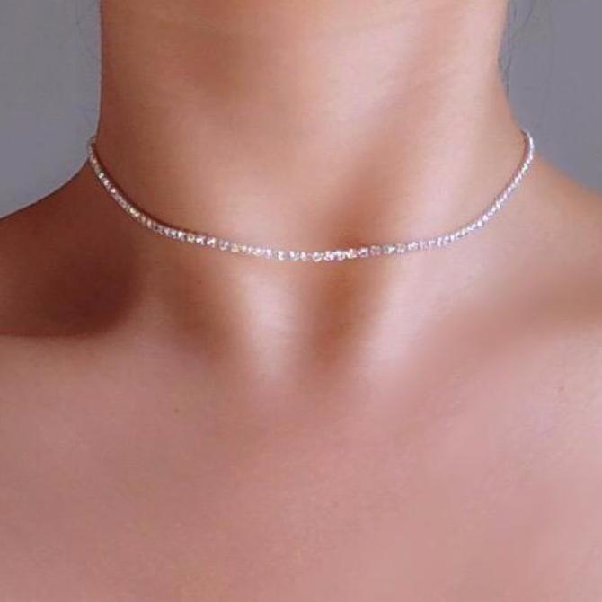 SUPER THIN DIAMAMTE CHOKER NECKLACE