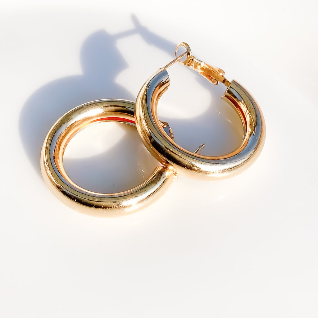 GOLD PLATED CHUNKY HOOP EARRINGS
