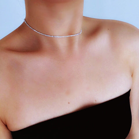 SUPER THIN DIAMAMTE CHOKER NECKLACE