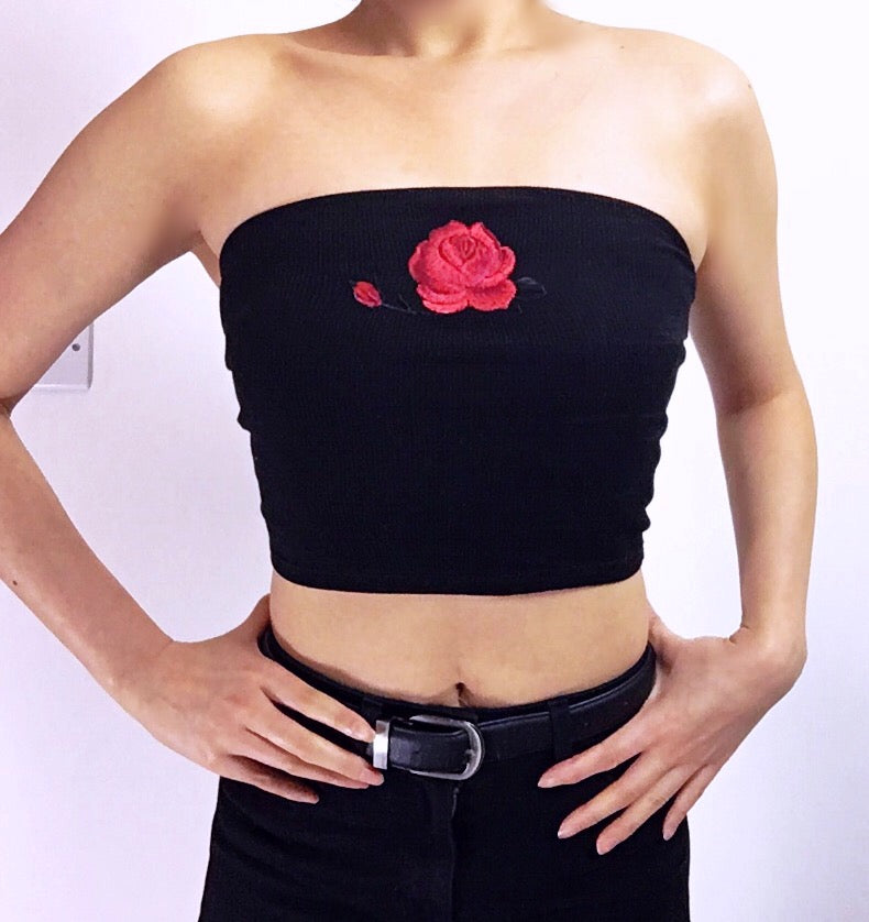 ROSE RIB STRETCHY TUBE TOP