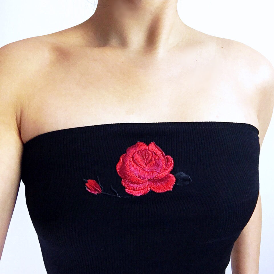 ROSE RIB STRETCHY TUBE TOP