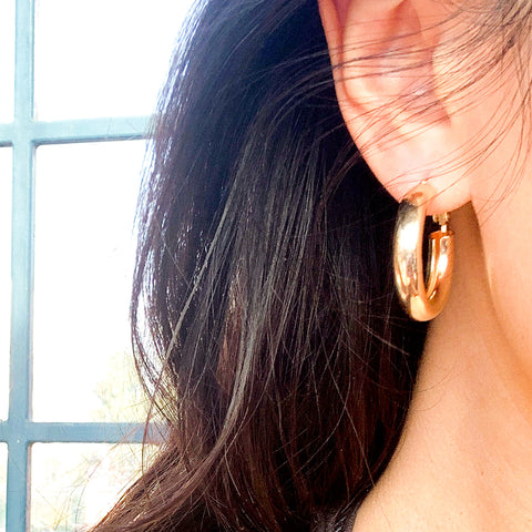 GOLD PLATED CHUNKY HOOP EARRINGS