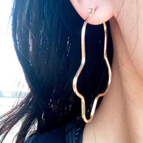 GOLD PLATED IRREGULAR HOOP EARRINGS