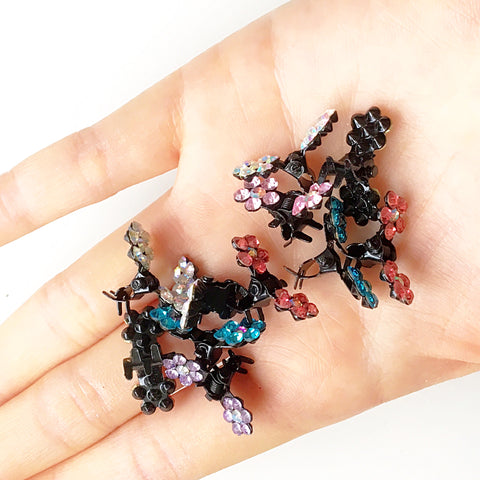 DIAMANTE FLORAL 90S Y2K HAIR CLIPS