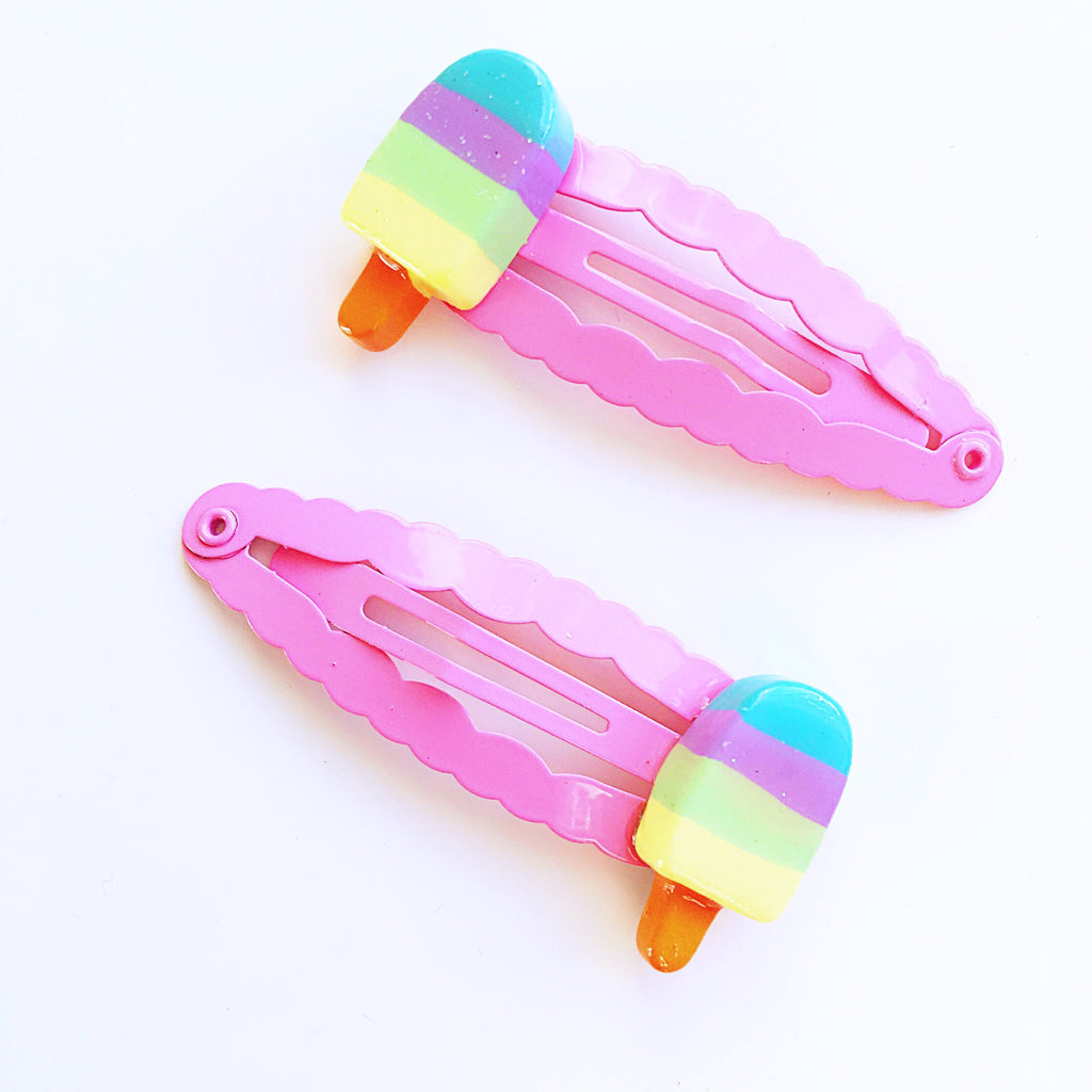 RAINBOW ICE CREAM HAIR CLIPS