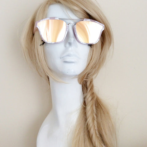 MIDDLE CUT OUT RETRO MIRROR LENS SUNGLASSES