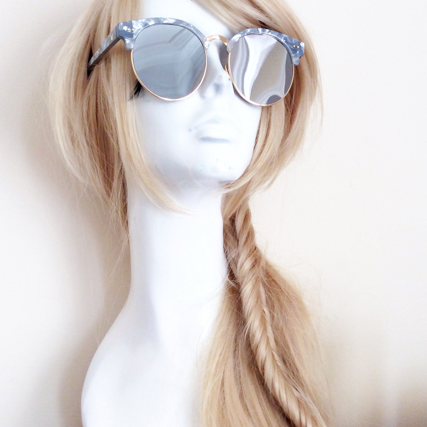 UNISEX RETRO MARBLE FRAME MIRROR SUNGLASSES