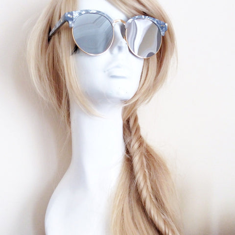 UNISEX RETRO MARBLE FRAME MIRROR SUNGLASSES
