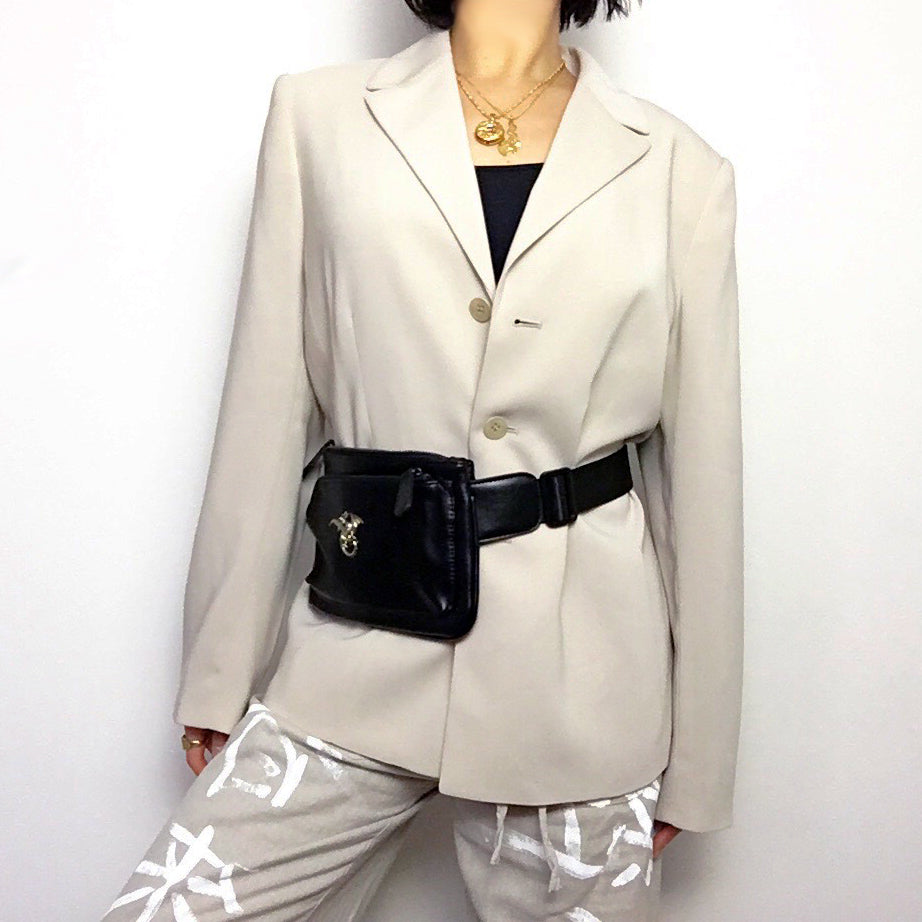 BLACK FAUX LEATHER DRAGON BELT BAG
